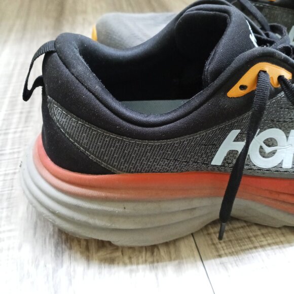 HOKA One One Bondi Men's 10.5 D Shoes Gray Orange - Picture 4 of 11